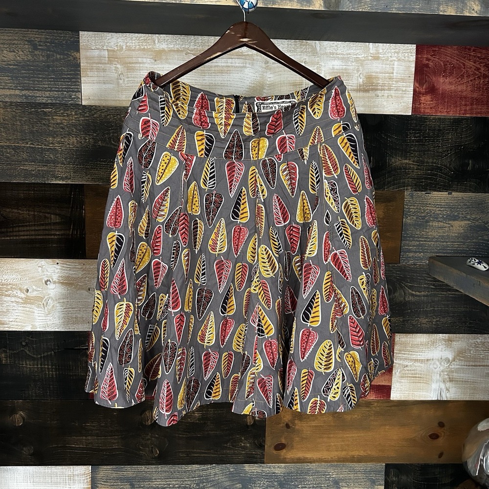 Effie's Heart Skirt Womens L Leaf Midi Colorful Pockets